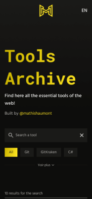 Header section of Tools Archives mobile site